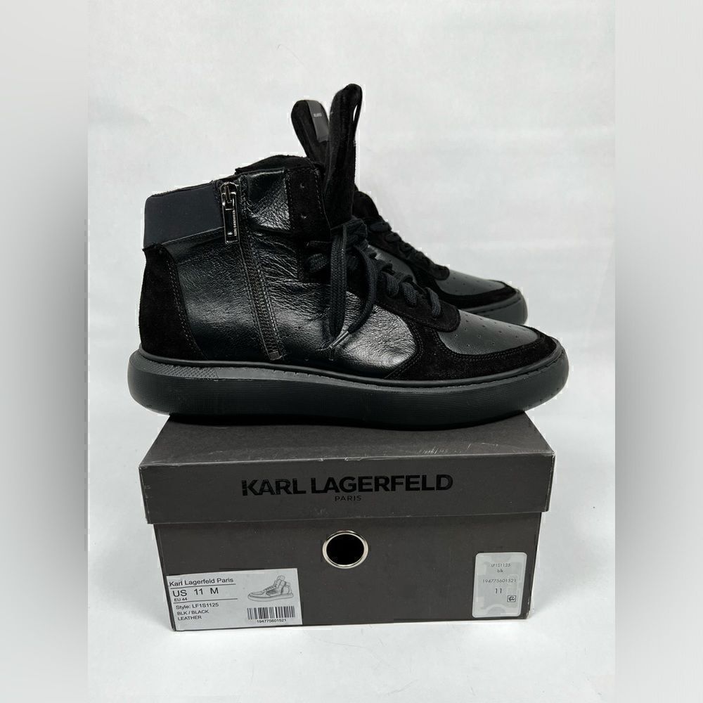 Karl Lagerfeld Paris Men's Black Leather Boots size 11 New in a Box